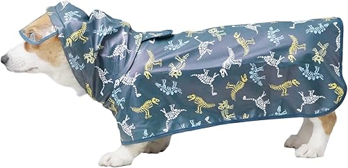 Impermeable para perro, abrigo de lluvia reflectante ajustable con capucha, chaqueta de lluvia ligera para perro, poncho deslizante con agujero para