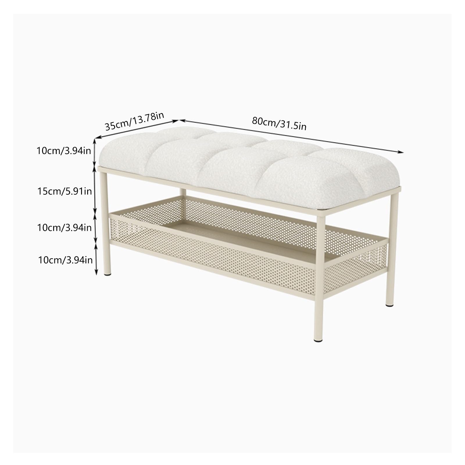 RENEESME Foot Stool for Bed Fabric Bedroom Bench, Upholstered Entry Bench, End of Bed Bench with Storage Box for Entryway, Hallway, Bedroom, Living Room Bed Step Stools for High Beds