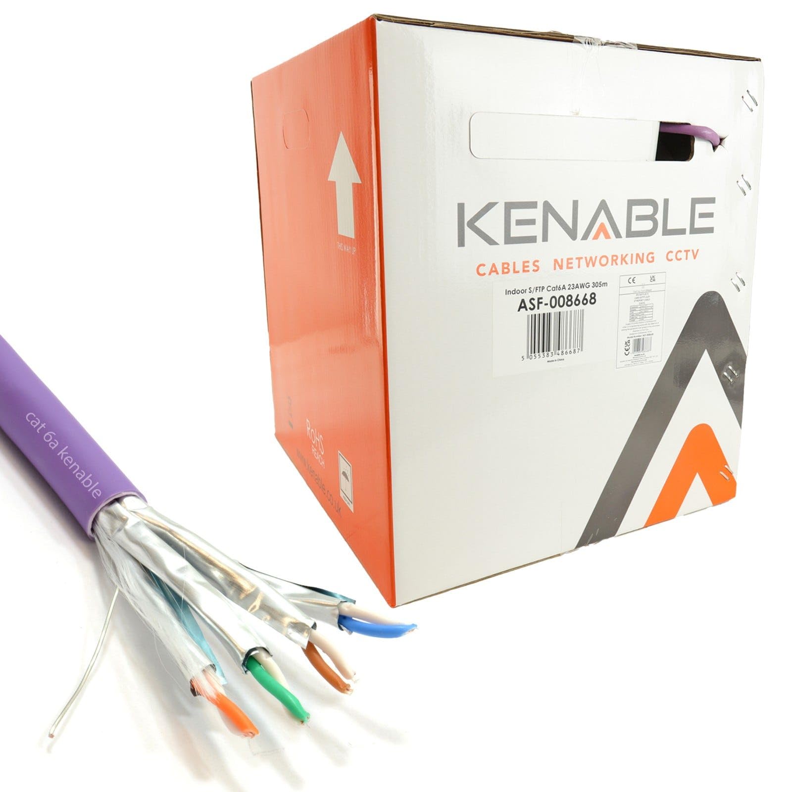 kenable CAT6A S/FTP Kupfer Verluste Rauch Lszh 10 Gigabit Netzwerk Kabel Kabelrolle 305 m [305 Meter/305m]
