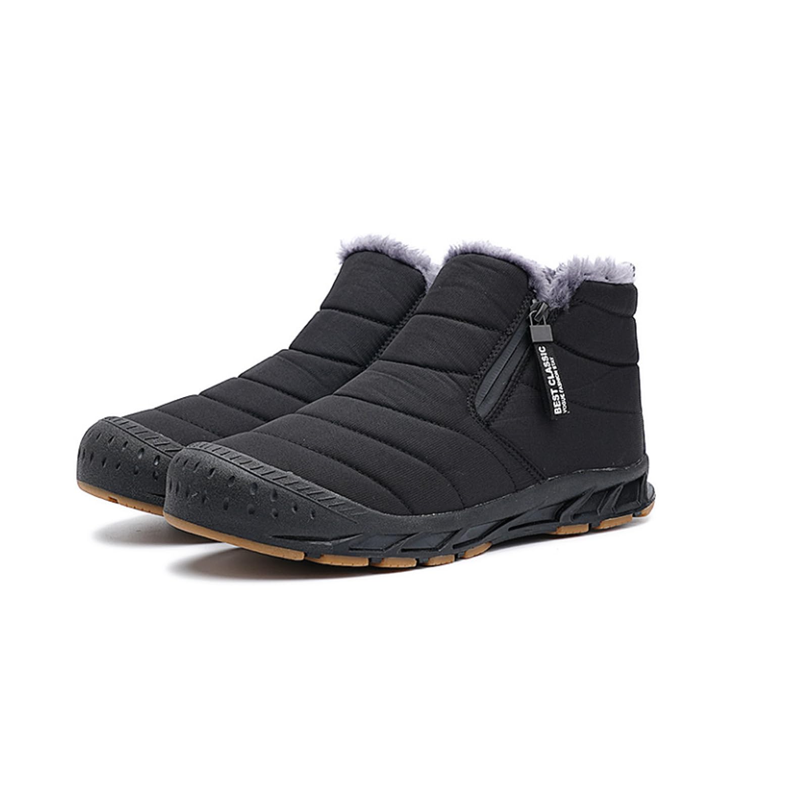 Snow Boots Waterproof Winter Shoes Men Fur Lined Ankle Boots Zipper Closure Slip on Outdoor Women