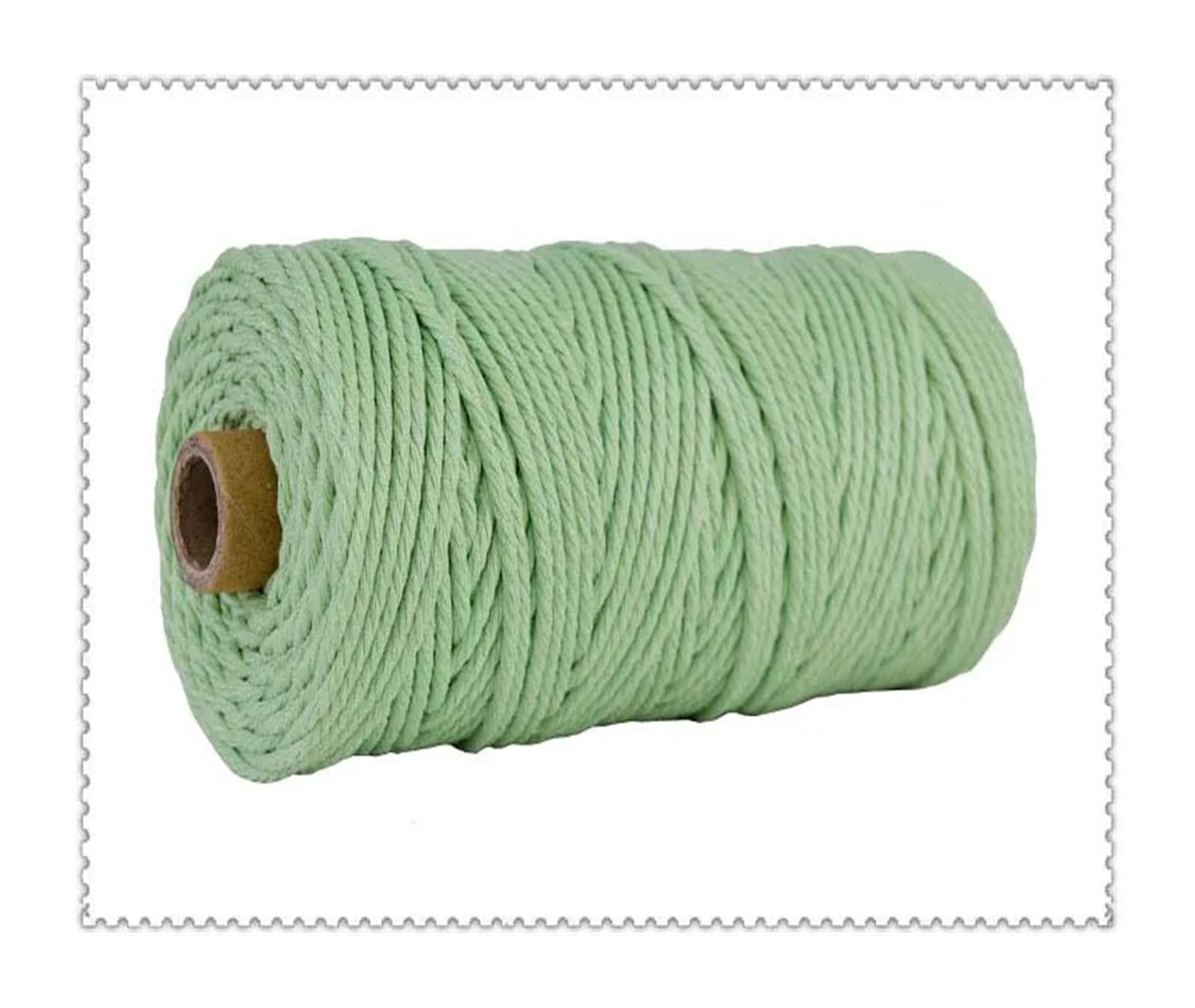 Macrame Rope Twisted String,Cotton Cord Multicolor 3mm for DIY Home Wedding Decoration 110 Yards(Macaroon Green)