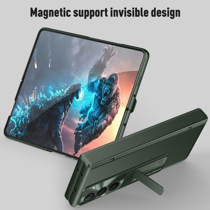 Étui en cuir Galaxy Z Fold 6 vert clair chic avec charnière protectrice