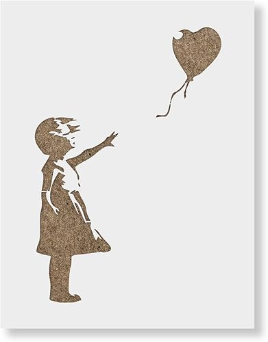 Lienzo Banksy - Arte de plantilla de niña con globo