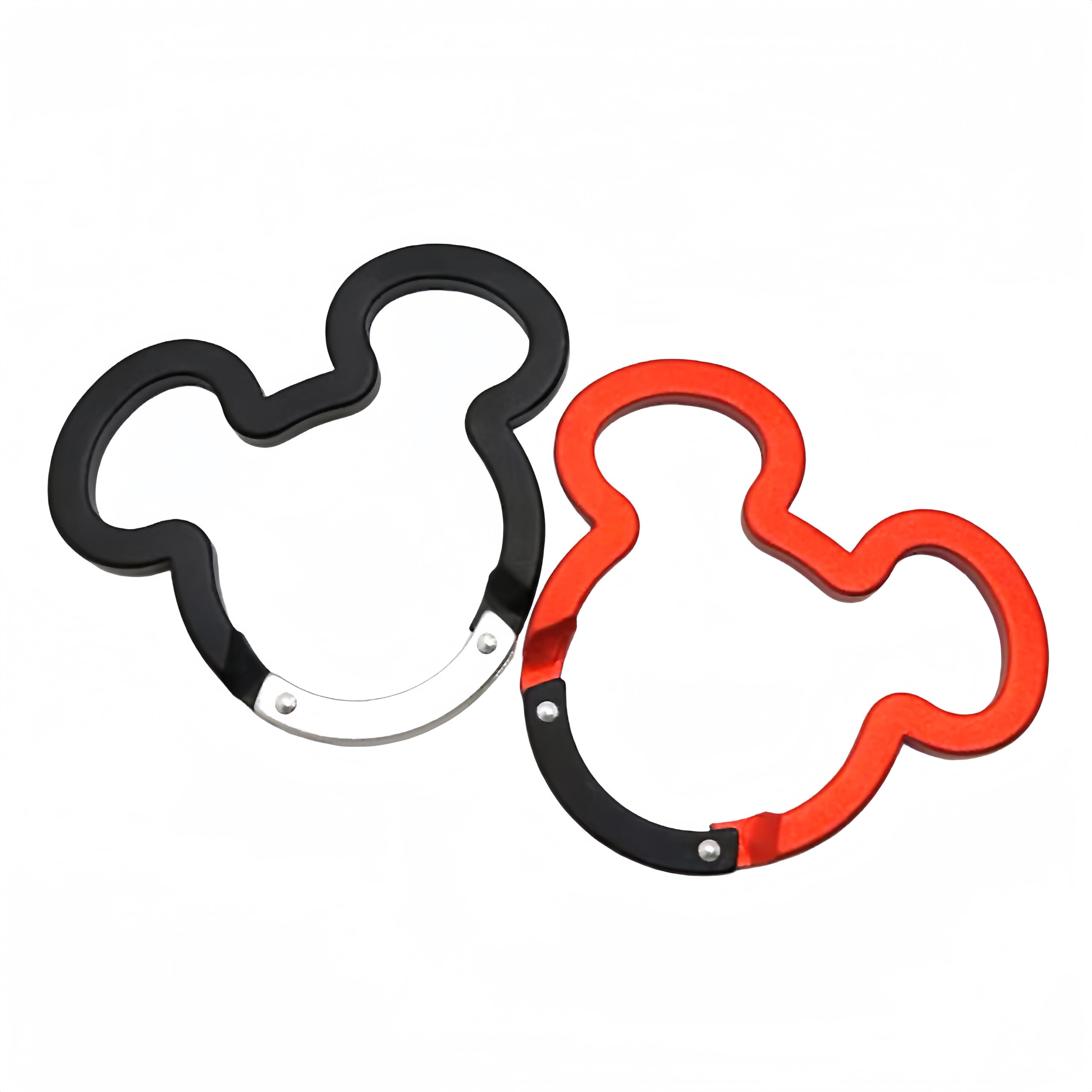 Aluminum Mouse Ears Ring Carabiners Clip 3 inch Cute Mouse Spring Loaded Gate Small Keychain Carabiner Clip Set Outdoor Camping Mini Lock Snap Hooks Spring Link Key Chain Durable Improved 2 PCS