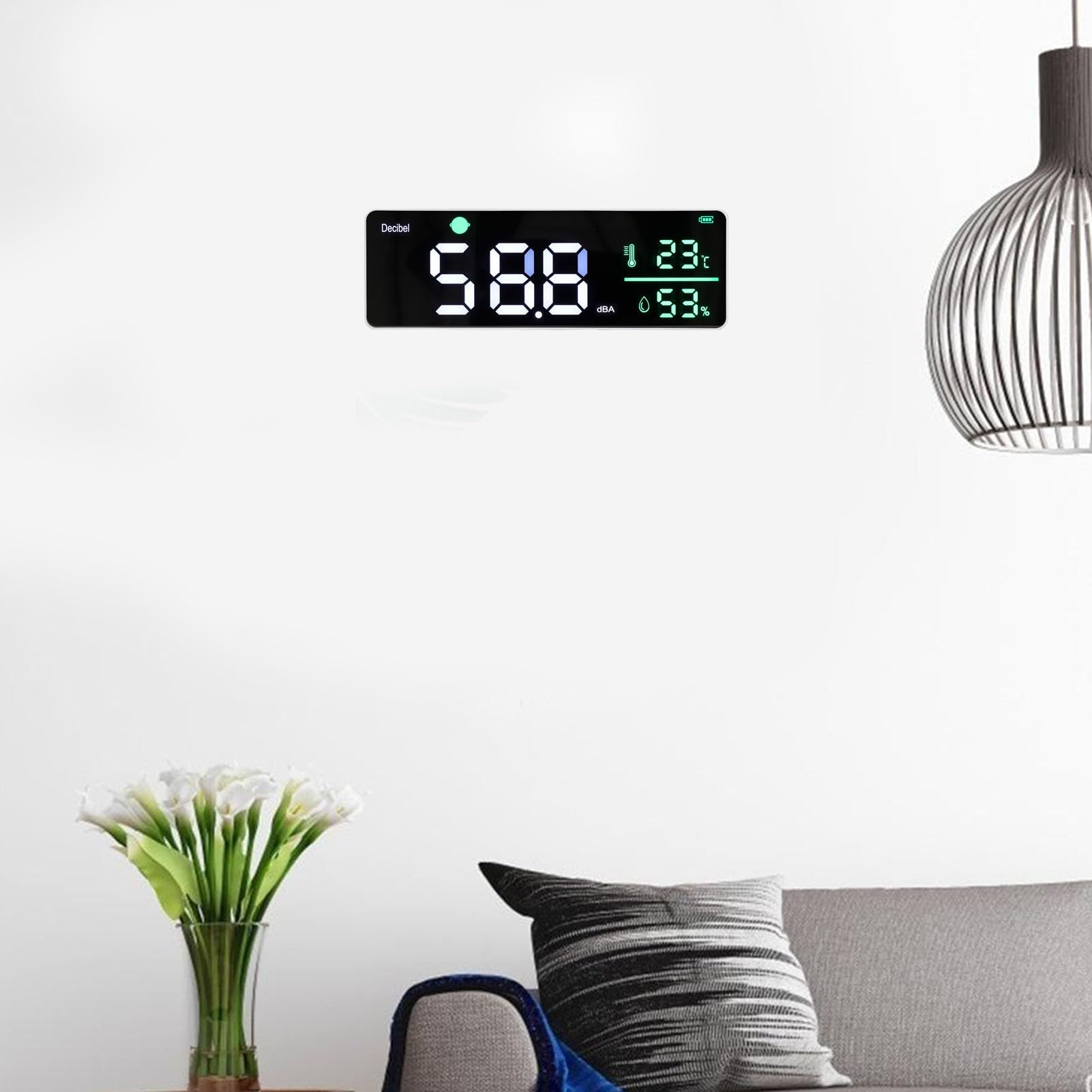 Cocoarm Ampio Schermo LED, Icona Allarme Automatico, Fonometro Digitale Multifunzionale Appendere Alla Parete con Cavo USB Lungo per Testare i Livelli di Rumore Nelle Vie di Traffico