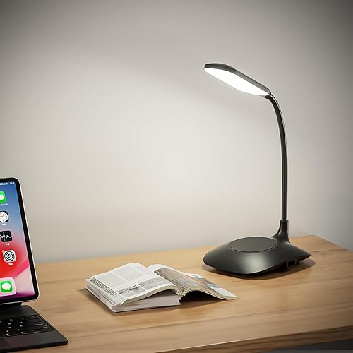 Miniatura 7 de Lámpara de escritorio LED con control táctil regulable, luz de escritorio de oficina, lámpara de oficina con cuello de cisne ajustable, lámparas de