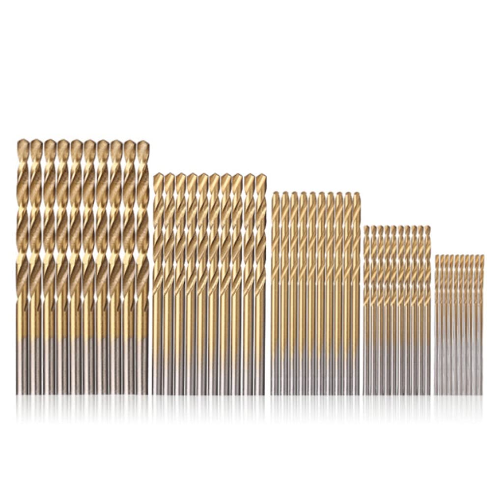 200/100Pcs 1/1.5/2.0/2.5/3mm Punta elicoidale Rivestita in Titanio Acciaio Alto per la Lavorazione del Legno Set di Punte per Trapano HSS in plastica e Alluminio (Dimensioni : 200ps) (200ps)
