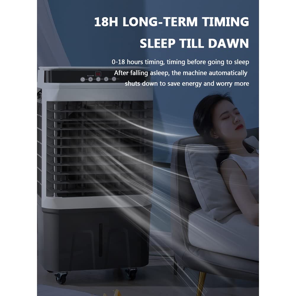 Industrieller mobiler Kühlventilator mit Fernbedienung – 120°-Oszillation, 18-Stunden-Timer, 3 Windgeschwindigkeiten – Kühllösung für das ganze Haus