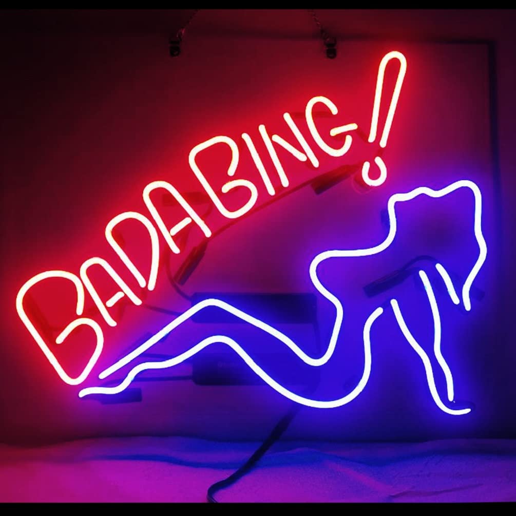 Bada Bing Beer Neon Sign Handmade Real Glass Neon Tube Neon Light For Home Bar Man Cave Pub Store Restaurant Wall Décor Artwork Neon Bar Signs 19x15