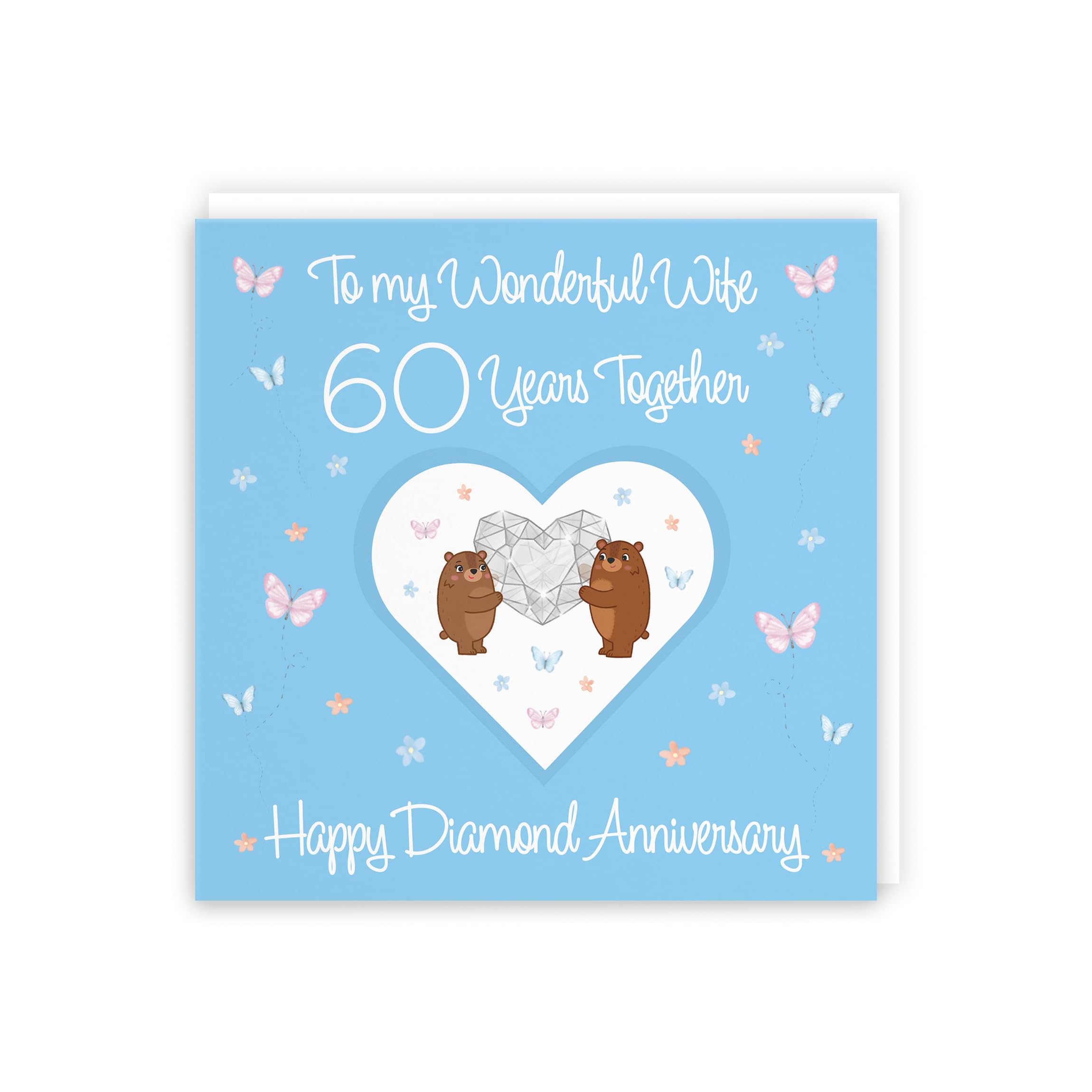 Hunts England, Wife 60th Anniversary Card, 60 Years, Diamond Anniversary, Romantic Meadows, Fun Card - Image 3