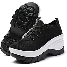 Orthopedic Walking Shoes for Women Chunky Platform Comfort Wedge Walking Shoes for Women Non-Slip Breathable Slip-On Womens Trail Running Shoes