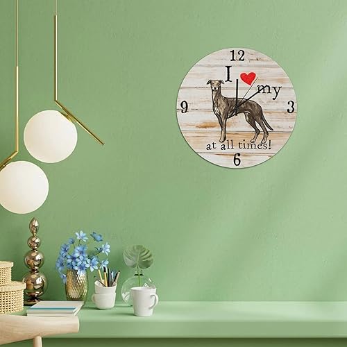 Miniatura 7 de Reloj colgante de 12 pulgadas para dueños de mascotas, reloj de madera para amantes de los perros de mascotas, estilo vintage, analógico,