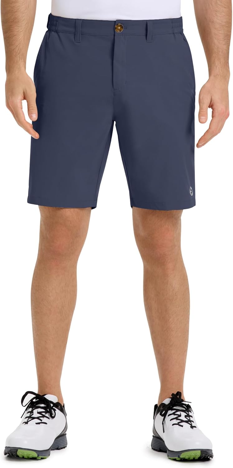 Outdoor Ventures Mens Golf Shorts 9 Inch Inseam Dry Fit Stretch UPF 50+ Lightweight Quick Dry Flat Front with Pockets
