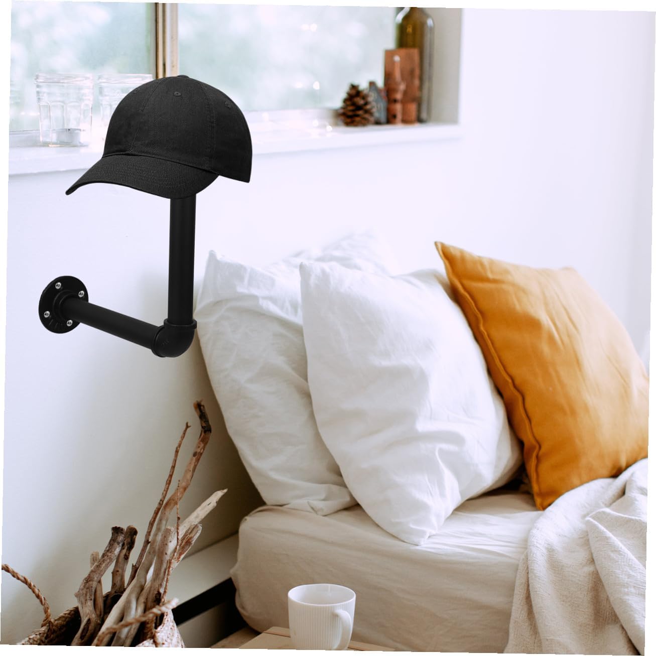 ABOOFAN Hanging Hat Rack Organizer Wall-mounted Helmet Stand Metal Hat Bracket for Closet