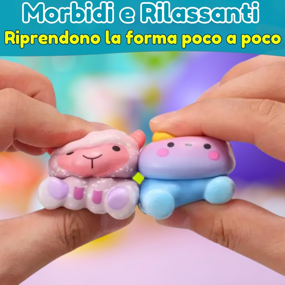 24 PCS Squishy Animali + Sacchetti Regalo Singoli, Giochi Antistress, Tocco Morbido, Espansione Lenta, Gadget Compleanno Bambini, Regalini Fine Festa Dopo Invitati | Pack 24 Squishy + Sacchetti Regalo