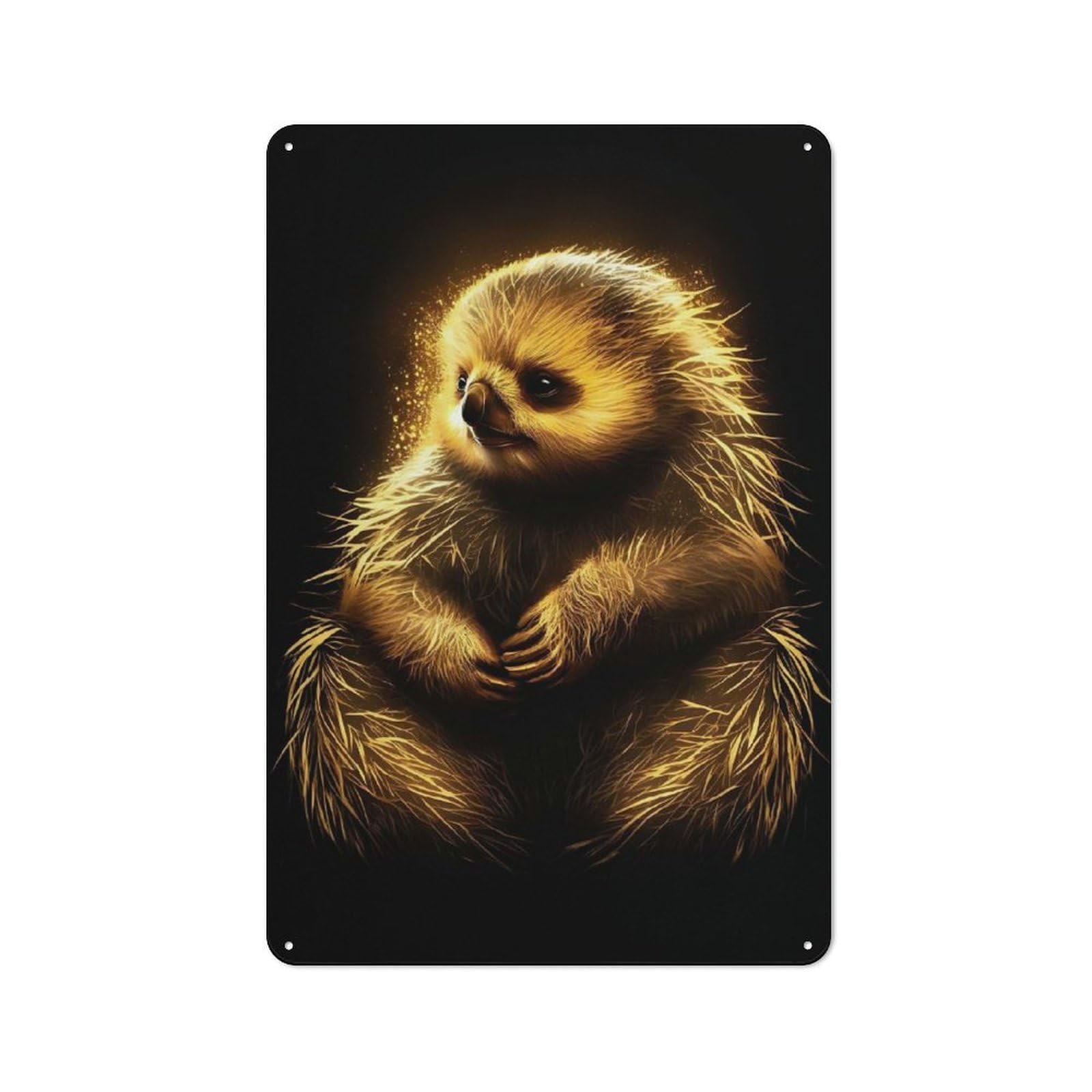 Junmoney Gold Black Sloth Rustic Metal Wall Decor 30X20cm, Country Metal Sign For Kitchen, Cottage, Porch Or Garden Room