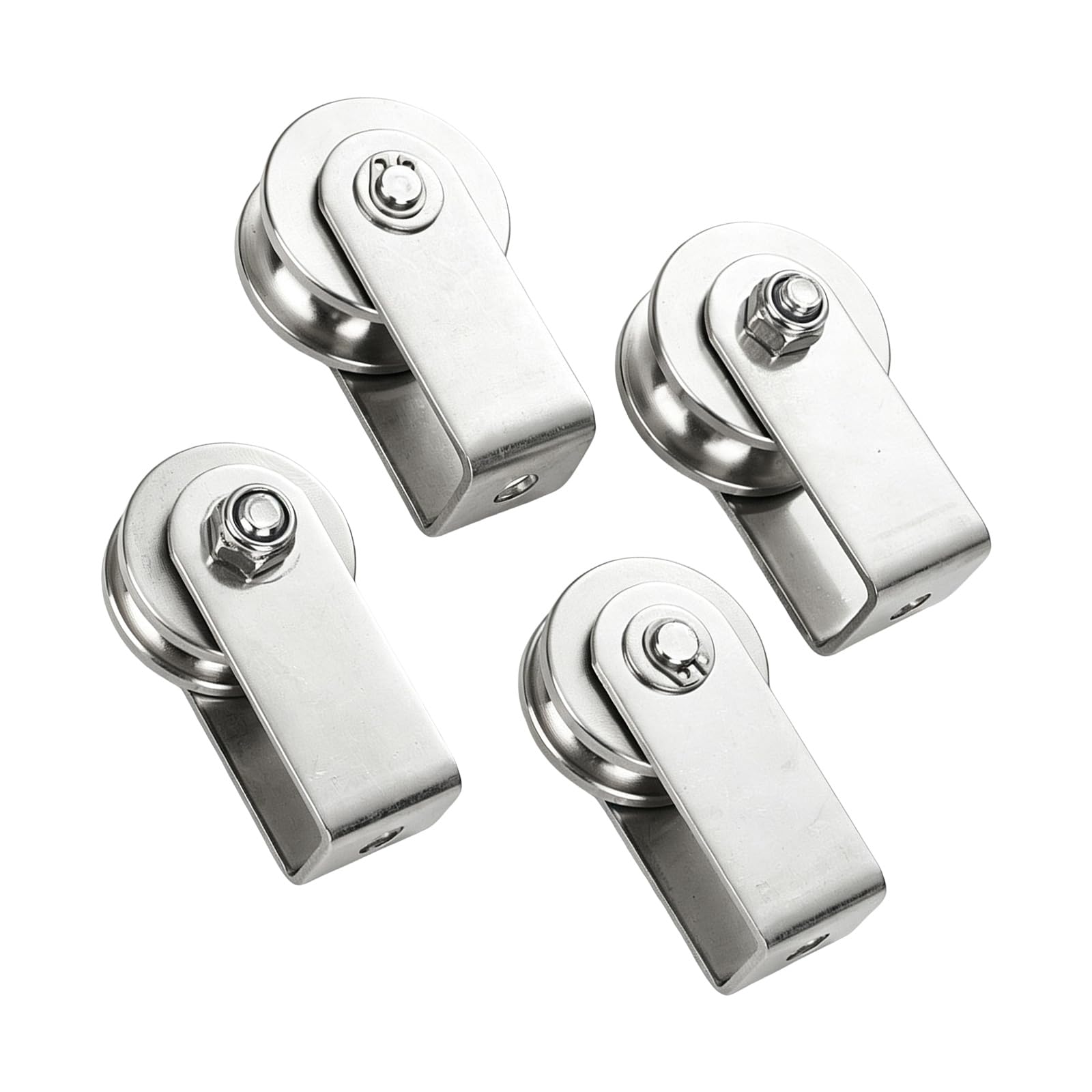 Wire Line Guide Wheel Stainless Steel Pulley Set, Compact U Track Hardware for Light Duty Pulling and Routing Use Rope Sheave Guide Wheel Fixed Mount Utility Pulley Compact Line Redirect Small Lifting