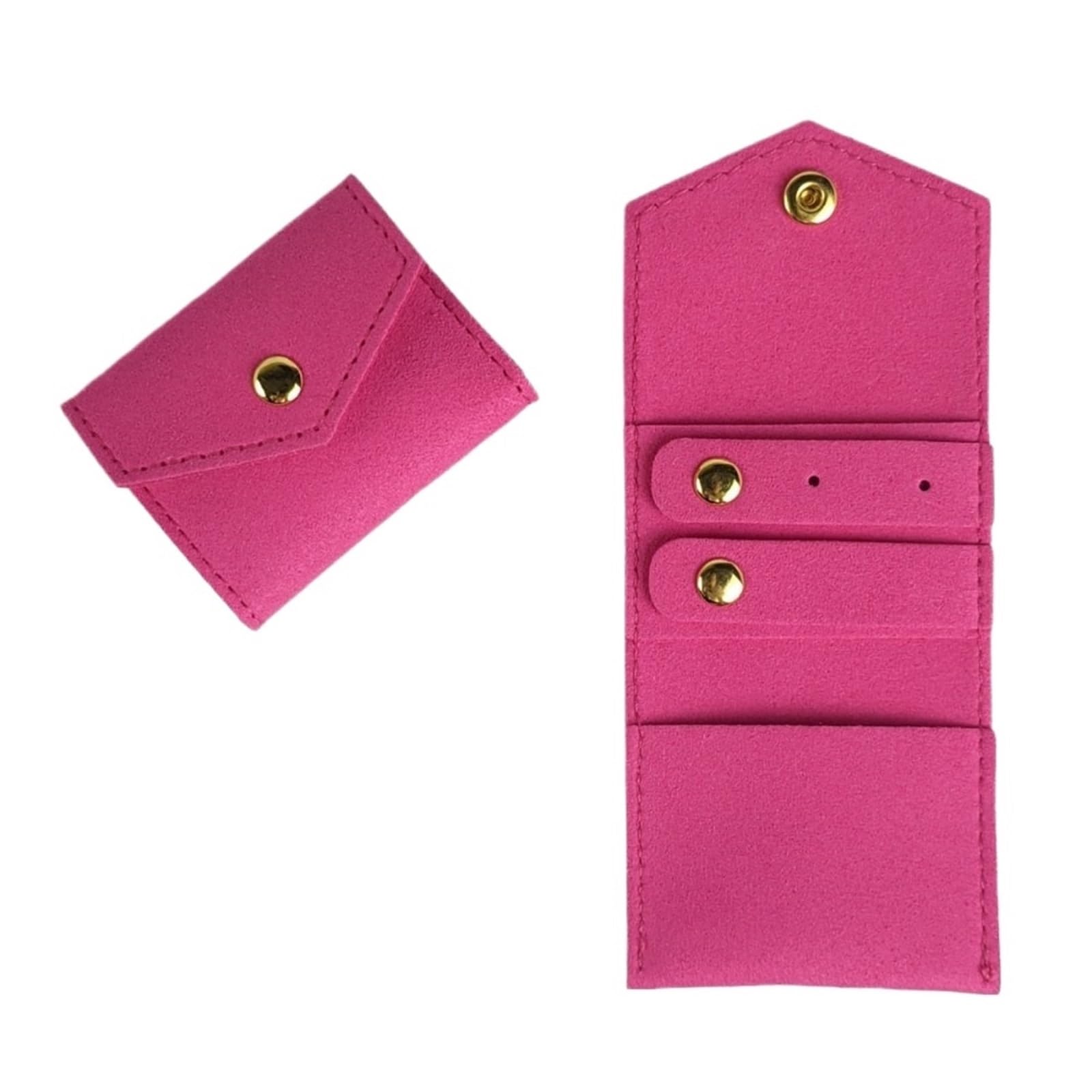 RUWLFE 2Pcs Foldable Jewelry Display Bag Mini Pouch Roll Case For Parties Travel Business Trips for Rings, Necklaces, Earrings(Rose Red)