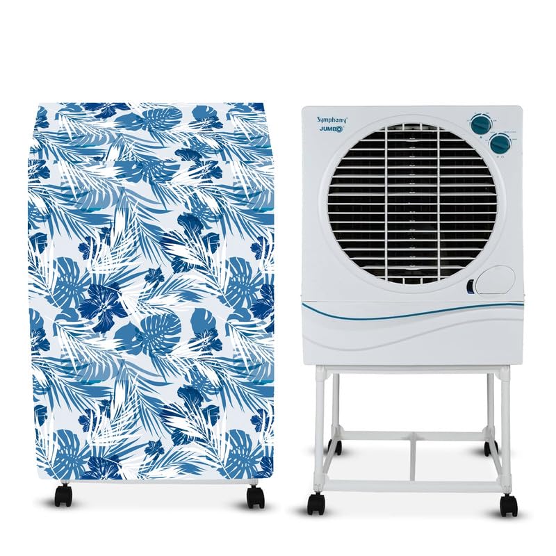 Image of PVC Cooler Cover Suitable for Symphony Jumbo 70 Litre Desert Air Cooler, Waterproof Cover, Size (LXBXH) 66 X 53 X 111 Cm, White Blue.