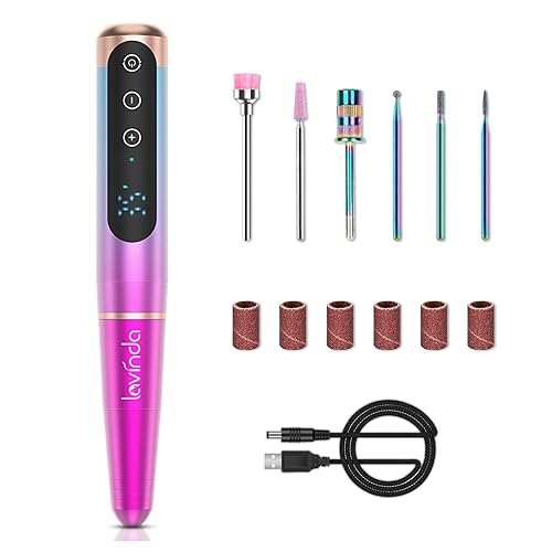 Lavinda Taladro de uñas eléctrico portátil, 35000 rpm, kit profesional de taladro de uñas Efile para acrílico, uñas de gel, manicura, pedicura,