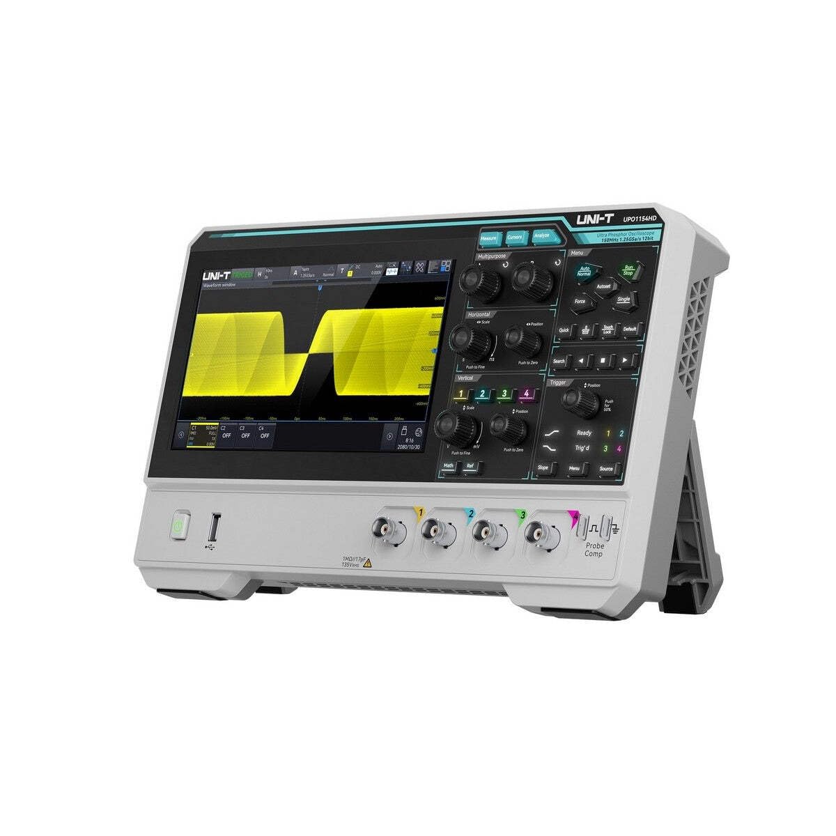 UNI-T UPO1154HD Digitales Oszilloskop, 12-Bit 4-K, 1.25GSa/s 100Mpts, 100.000wfms/s Ultra Phosphor 3.0, 7 Zoll Touch-Display, UART I2C SPI CAN LIN (150MHz 4-K)