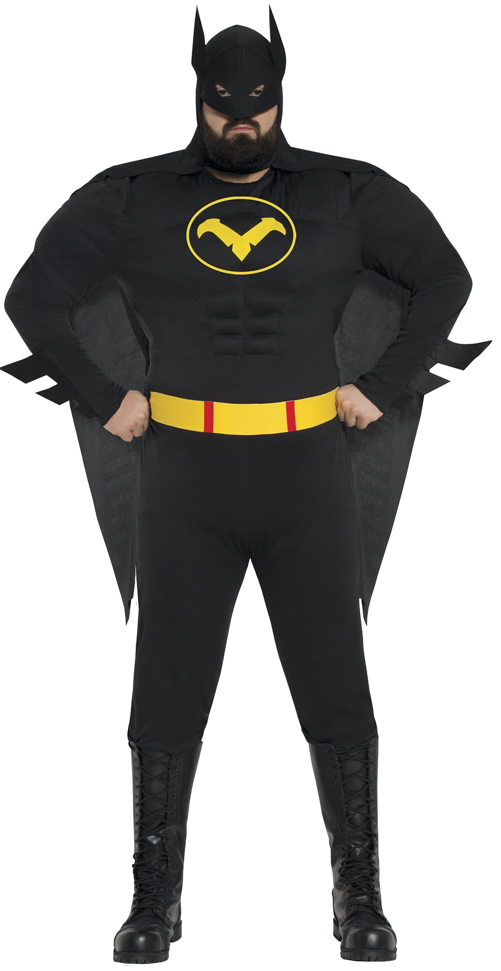 FIESTAS GUIRCA | Disfraz Black Hero Murciélago Adulto Hombre - Capa, Capucha, Cinturón y Mono - Ideal para Fiestas de Superhéroes y Villanos de Películas, Halloween y Carnaval - Negro