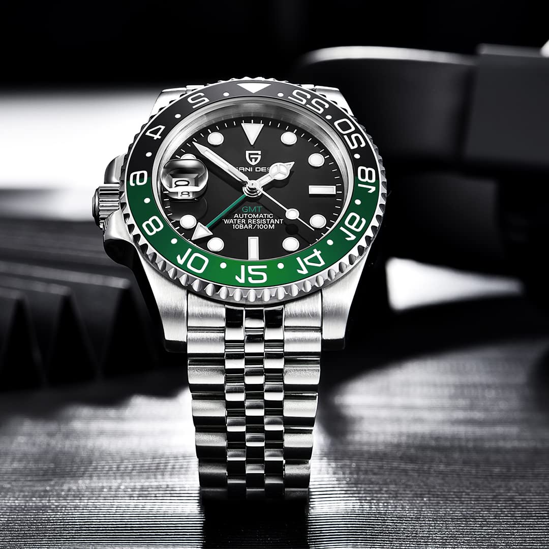 Pagani Design Uomo Meccanico GMT Acciaio Inossidabile Impermeabile Orologio Da Polso Zaffiro Vetro Acciaio Inox Ceramica Orologi Orologio per Uomo