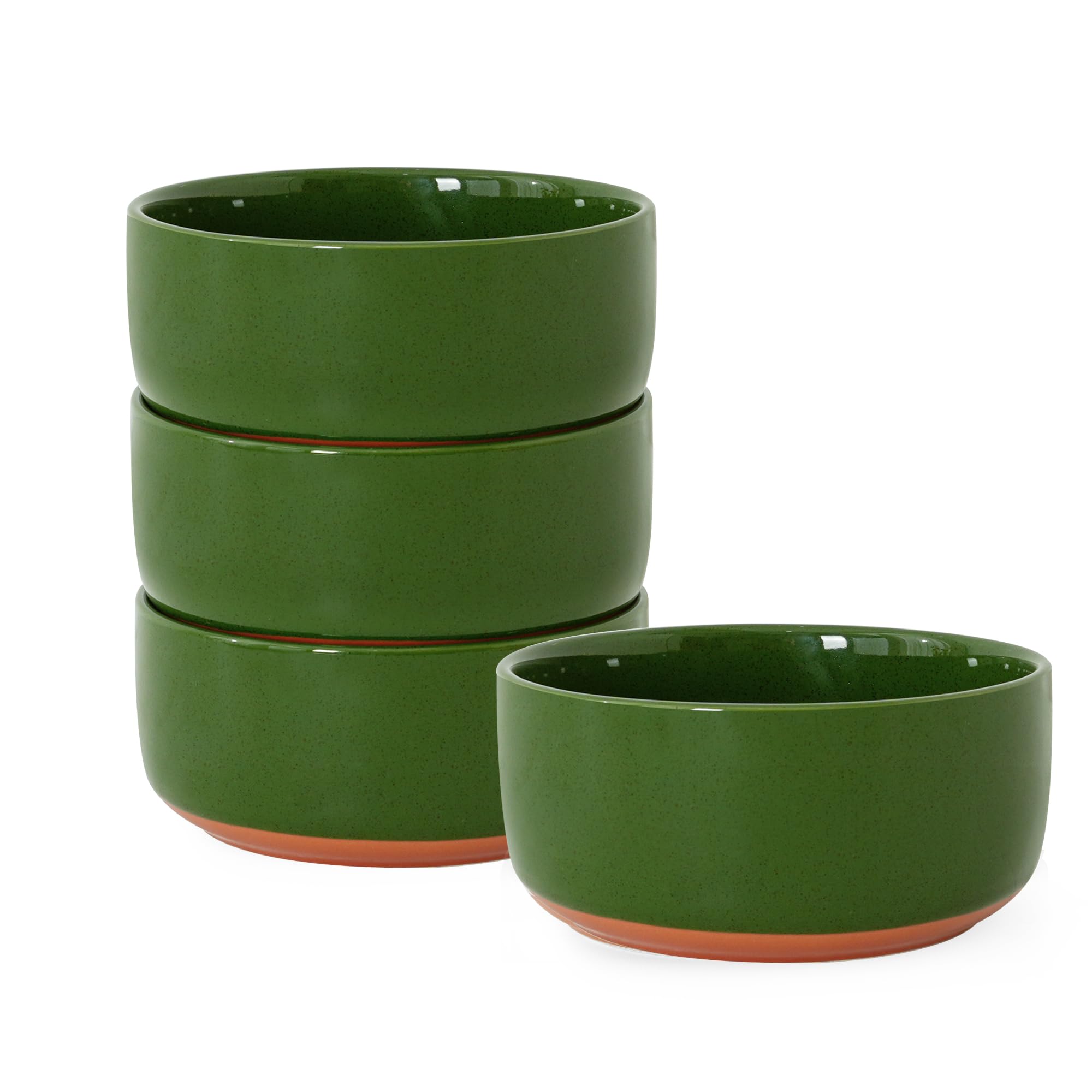 Stoneware Cereal &amp; Soup Bowls, Set of 4, 6-Inch, Green