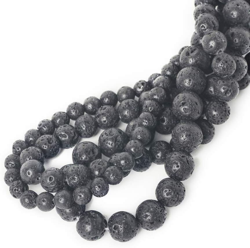 8mm Black Volcanic Lava Round Loose Beads for Jewelry Making