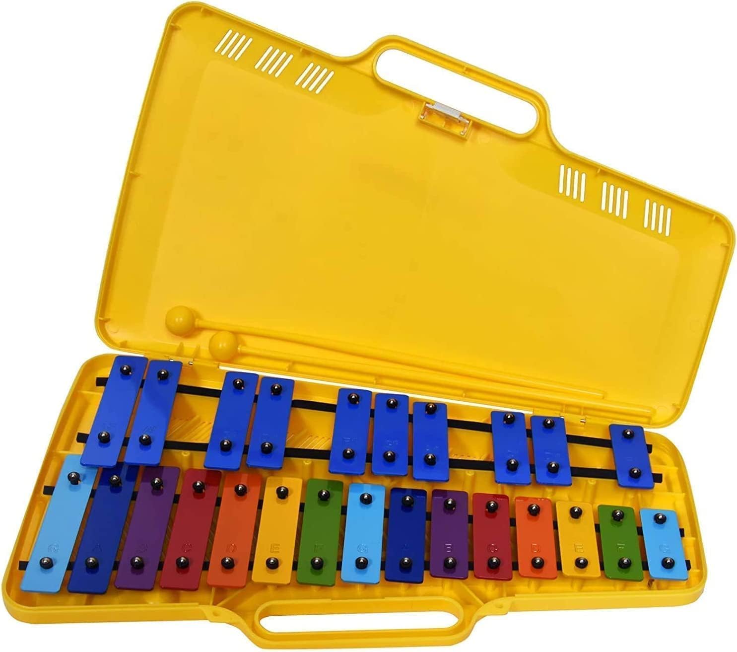 ROCKSTAR - Carrillón Xilófono Metalofono 25 Teclas Metálicas AG-25N3 Angel 1021, Glockenspiel con Estuche, Instrumento Musical supervisado por un adulto