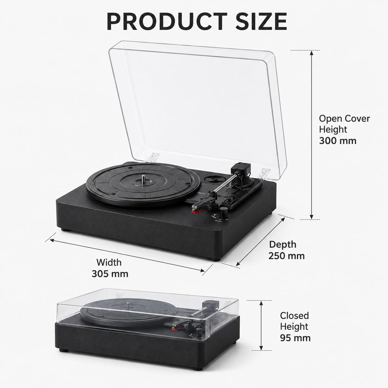 Platine Vinyle Bluetooth avec Haut-parleurs intégrés et Batterie
