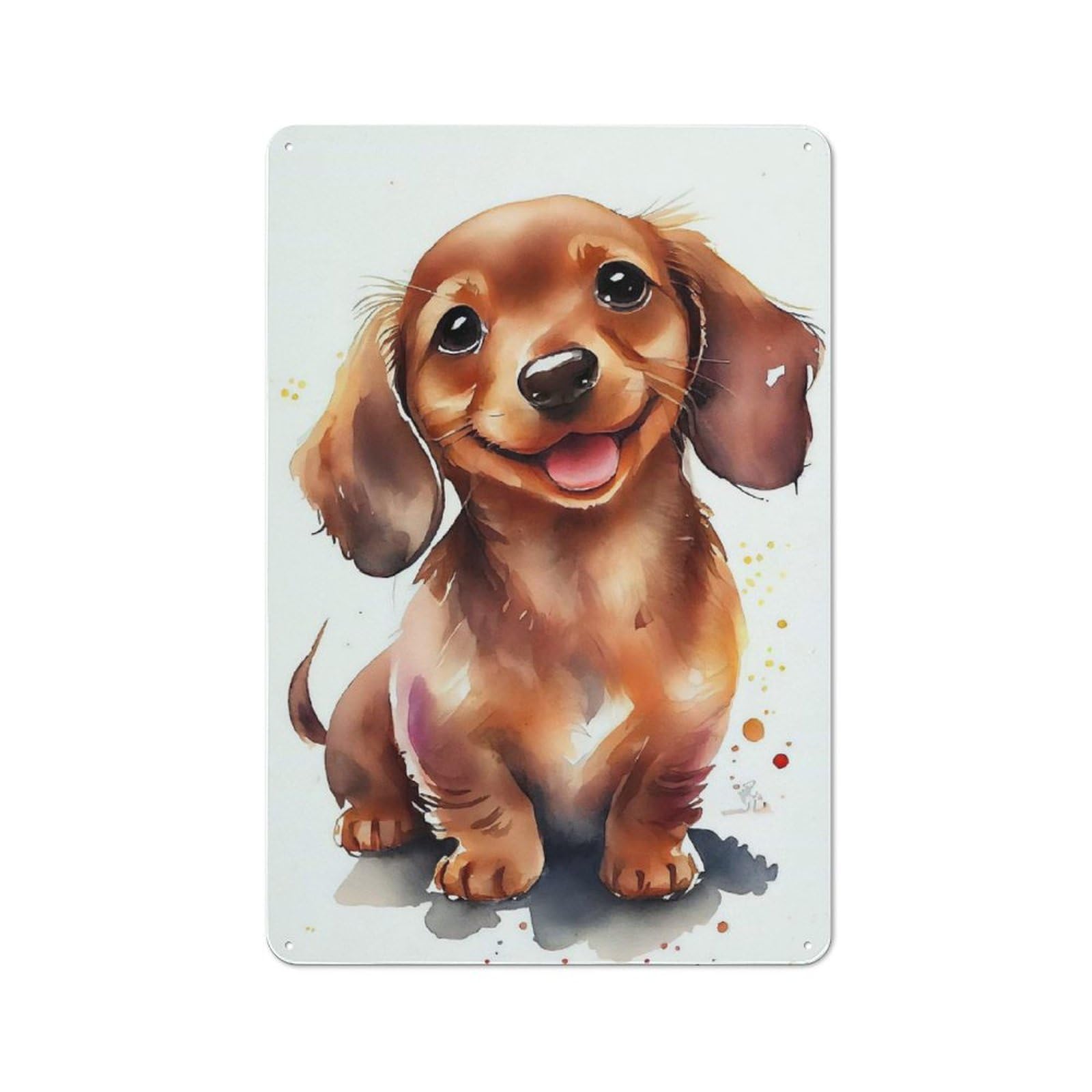Junmoney Dachshund Watercolor Decorative Tin Plaque With Design 30X20cm, Old Style Bar Wall Plaque For Bar, Kitchen, Garage Or Games Room