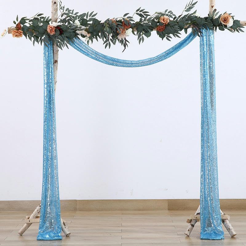 KeuLen Wedding Arch Draping Fabric,30 * 600CM 1PCS Pearl Chiffon Gold Wedding Arch Draping Fabric Chiffon Arch Drapes for Party Outdoor Wedding Decor Table Runner Sheer Curtain (Color : Light Gold)