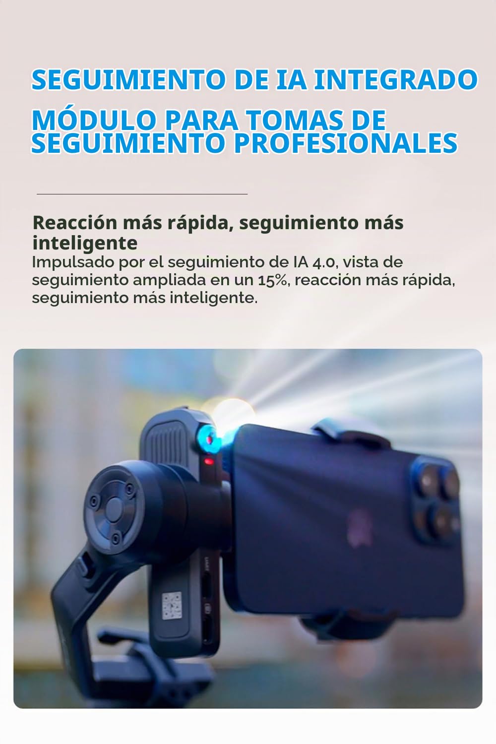 FeiyuTech SCORP Mini 3 Estabilizador Gimbal para iPhone y Android, Construido en Rastreador de IA y Ventilador de Refrigeración, 4.4lb Payload 3 Ejes Teléfono Cardán con diseño de Agarre Integrado