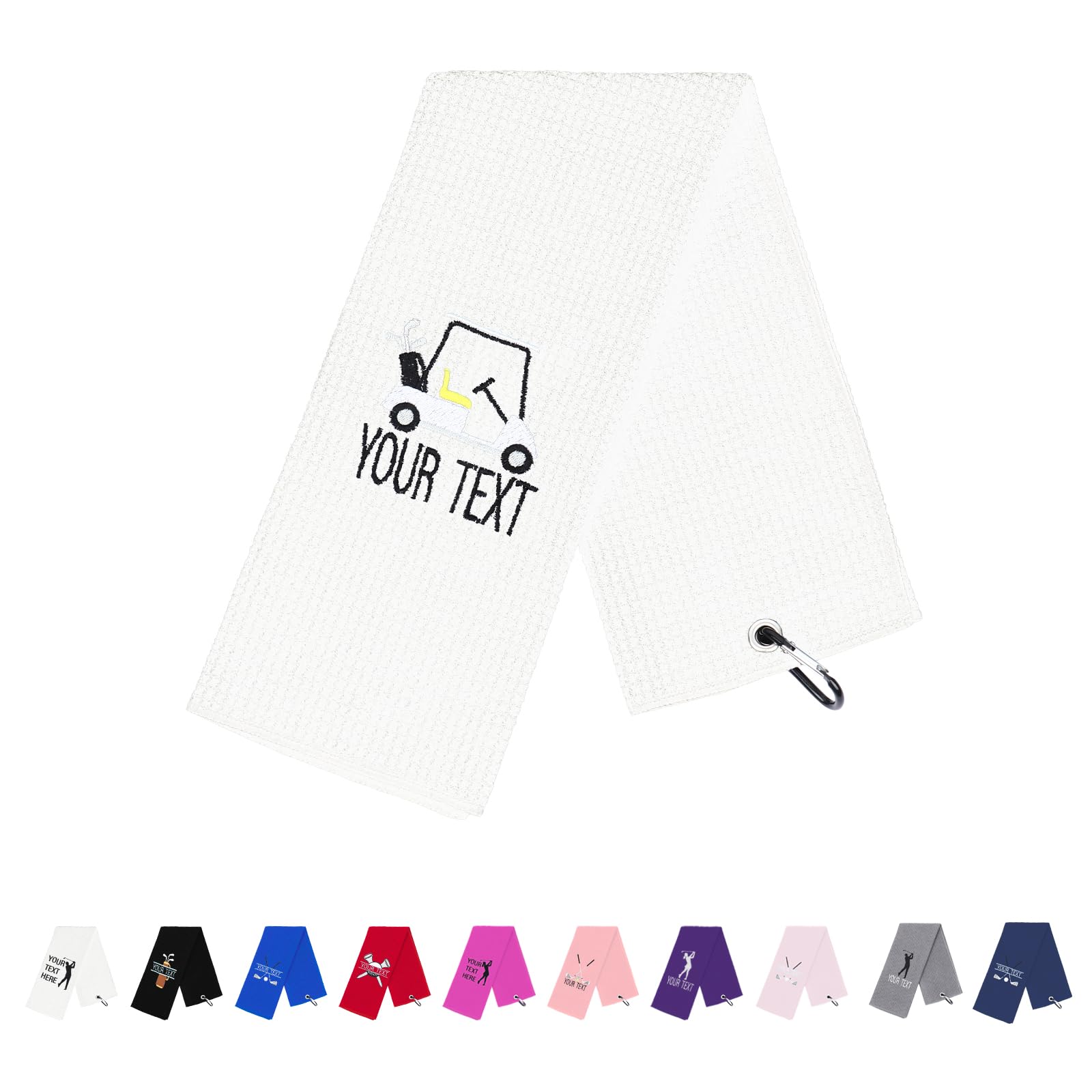 NGTSFLY Personalised Embroidered Golf Towels Funny Golf Towel Gifts for Men Women White Golf Ball Towel for Golf Bag with Clip Golf Club Waffle Weave