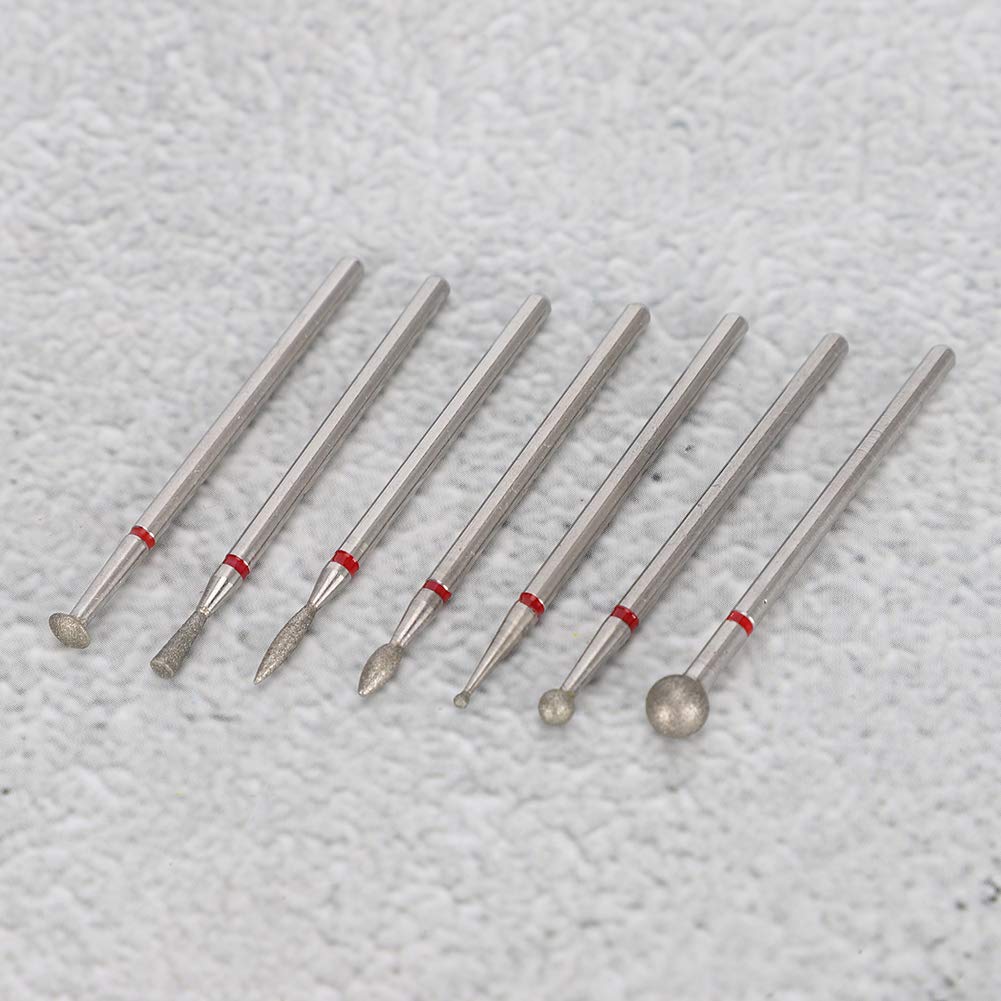 Nail Drill Bits 7 Pieces Emery Manicure Drill Bits Professional Nail Drill Bit Set Tools for Nail Salon, Home (NO.05)