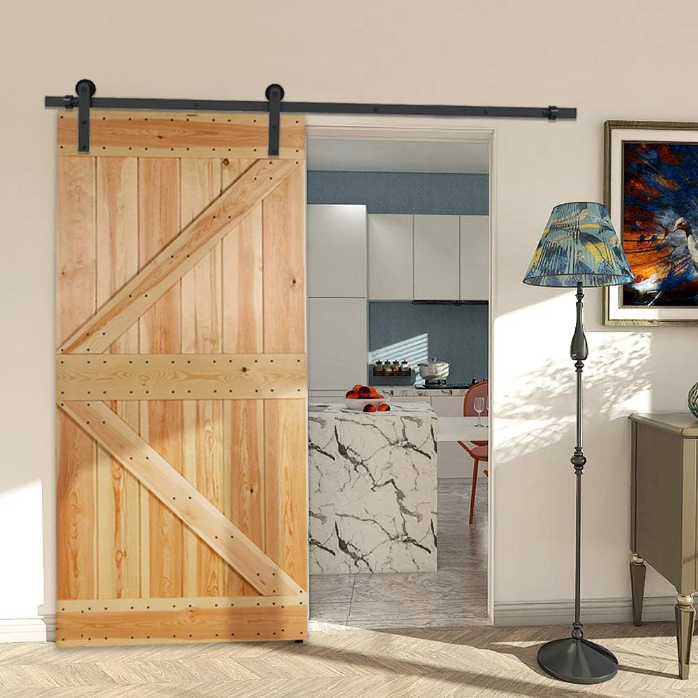 Get Cheap Price CCJH 7FT Sliding Barn Door Hardware Kit, Heavy Duty, Smoothly and Silently, Easy Installation, Fit 42 Wide Single Door Panel, I Shaped Hangers Black New Arrivals CCJH 7FT Sliding Barn Door Hardware Kit, Heavy Duty, Smoothly and Silently, Easy Installation, Fit 42 Wide Single Door Panel, I Shaped Hangers Black