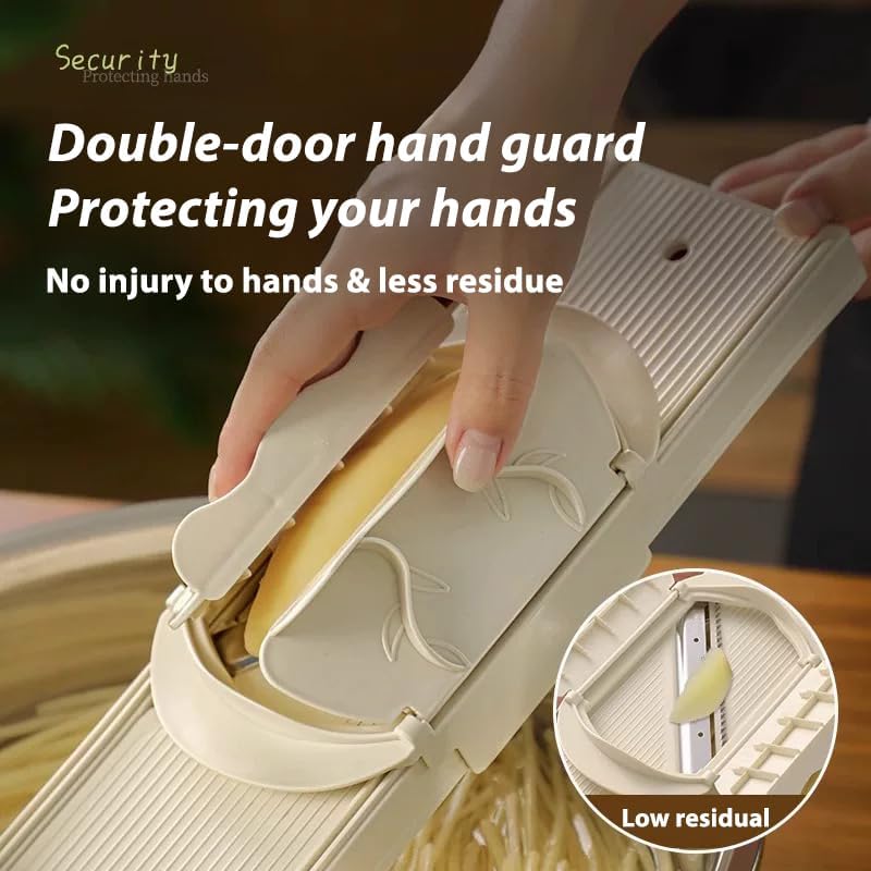 Miniatura 2 de Cortador y rallador de verduras 4 en 1, protector de manos de doble protección con 4 cuchillas afiladas, mandolina segura para papa, zanahoria,