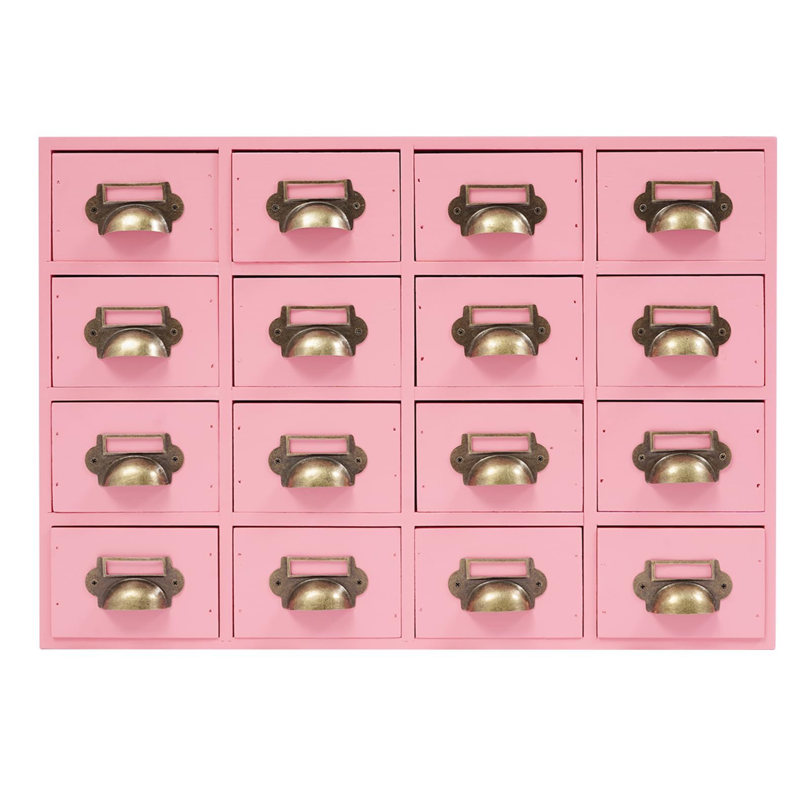 Mini cassettiera in legno con 16 cassetti | Armadietto portaoggetti vintage da tavolo, organizer per cancelleria, gioielli, medicinali, 50 x 10 x 35 cm
