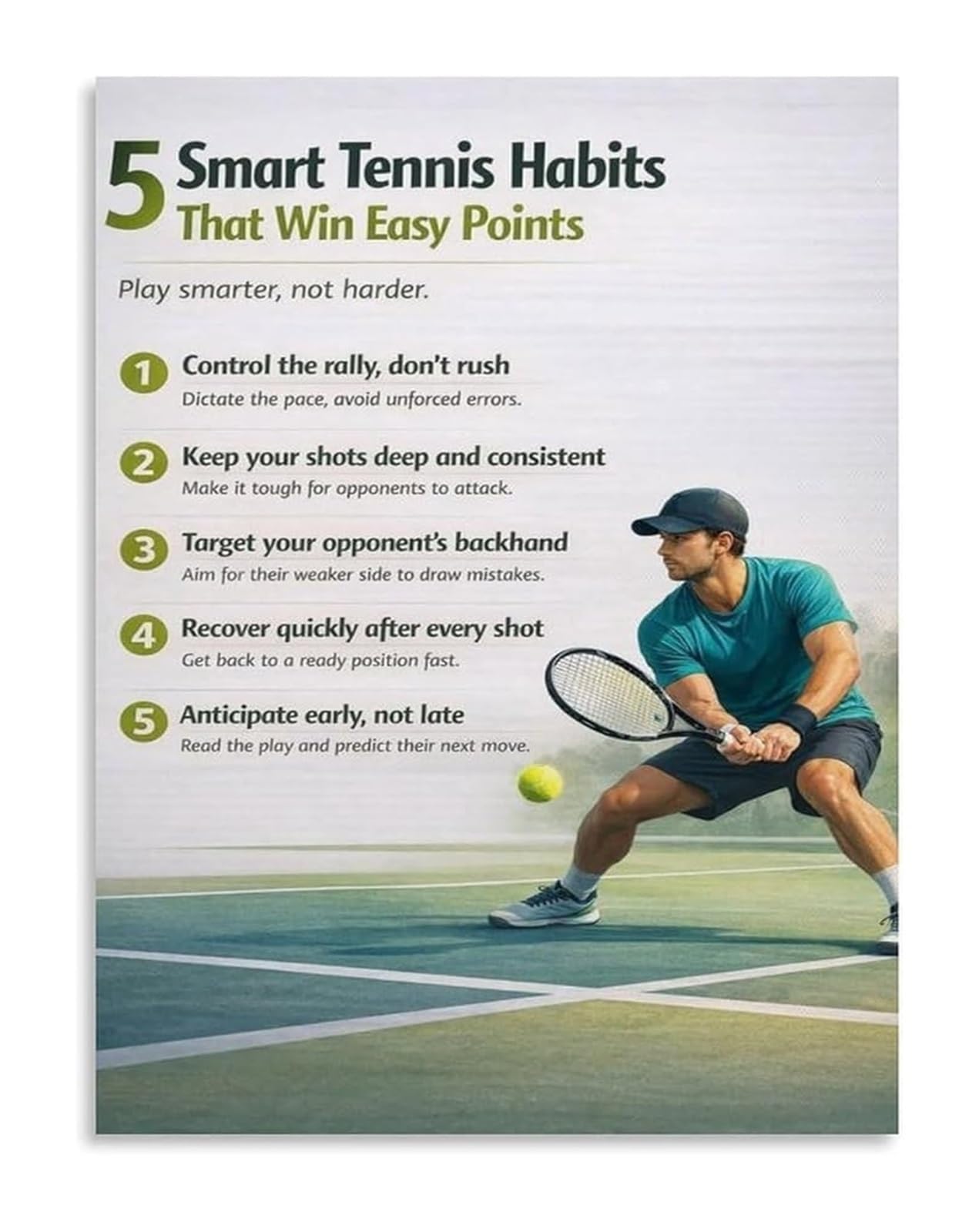 FOPURE Coaching Aid Tennis Training Poster Basics Guide for Beginner Players Court Club Drills(Unframed,12x18inch(30x45cm))