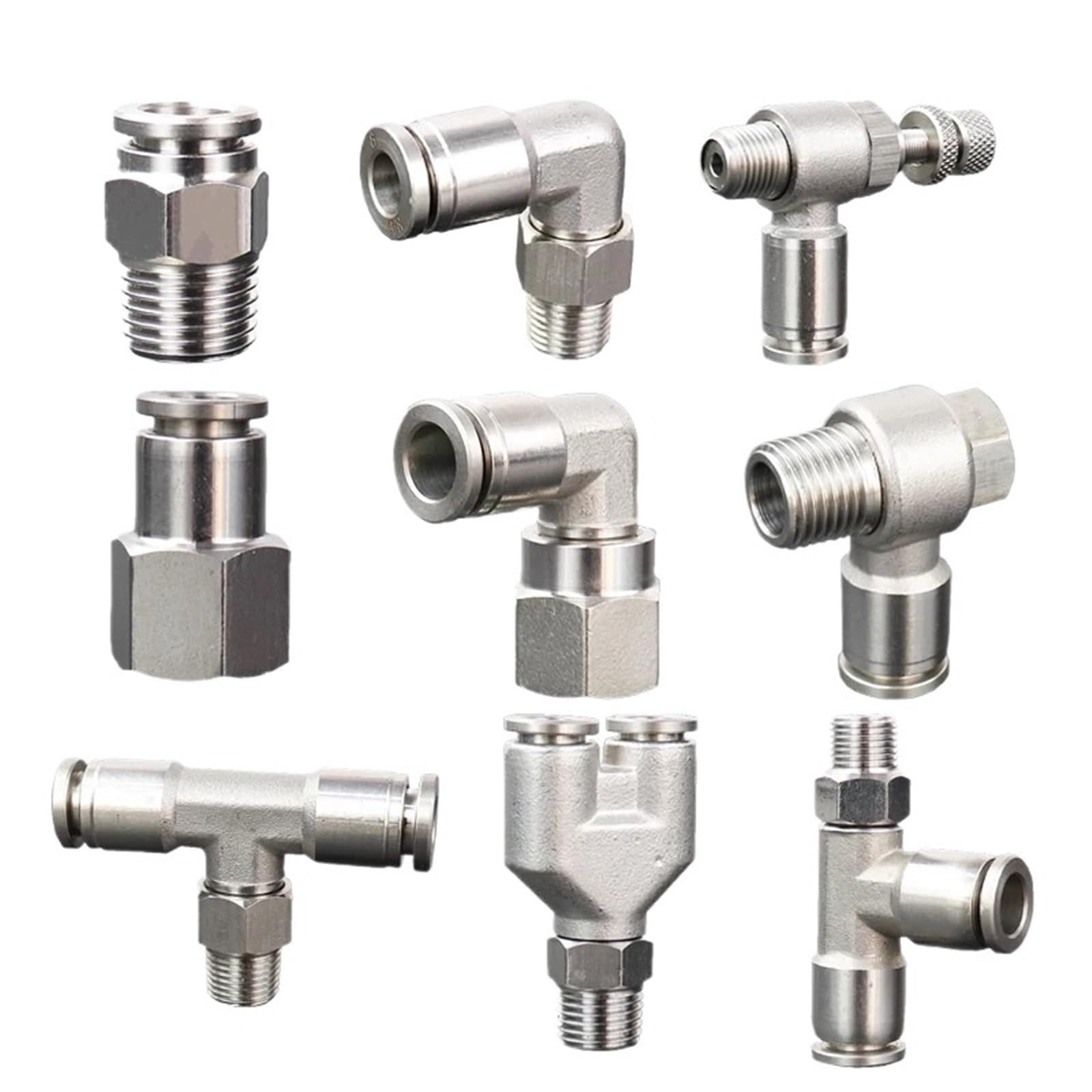 Raccord de tuyau pneumatique en acier inoxydable 304, connecteur de Tube d'air PD 1/8 1/4 3/8 1/2, raccords de tuyau à dégagement rapide 1 pièce(4-M5 (4mm-M5))
