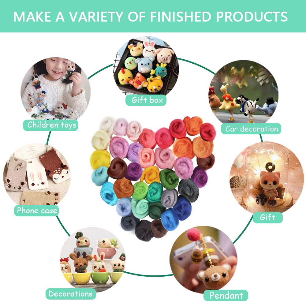 Kit Lana Per Feltro 50 Colori - Con Attrezzi Per Infeltrimento Ad Ago E A Umido, Ideale Per DIY - Foto 6