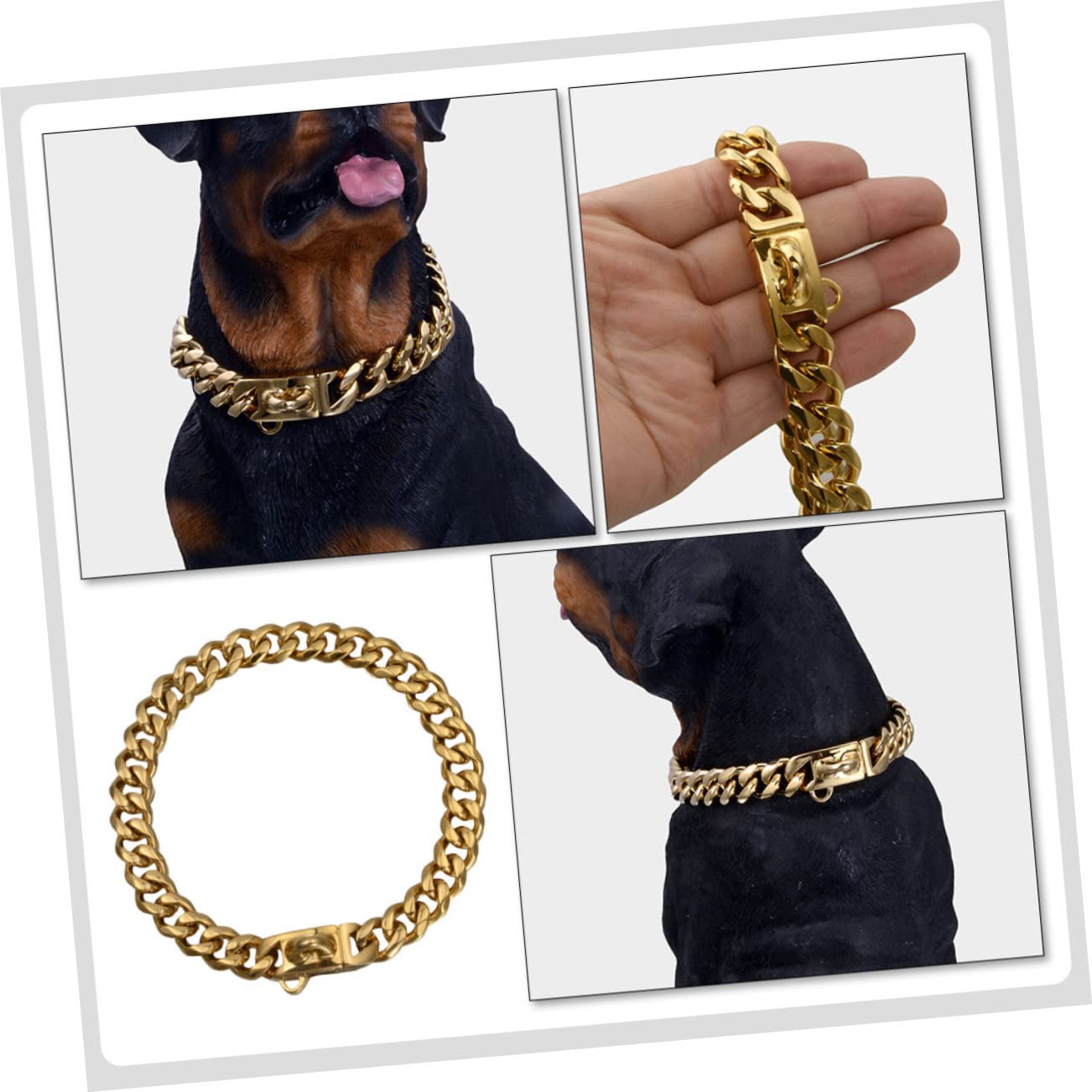 Sosoport Collar Decorativo para Cachorros Fácil de Limpiar y Colocar de Acero Inoxidable Dorado para Perro Accesorio para Cachorros y Perros Pequeños y Perros Pequeños