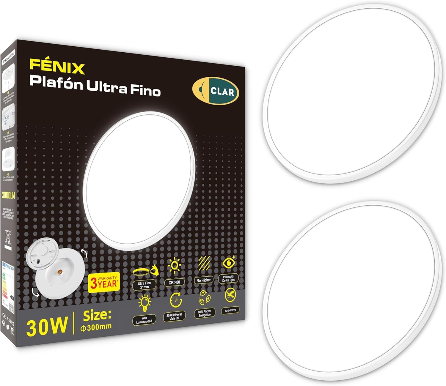 CLAR, Round LED Ceiling Light, Bathroom Ceiling Light, LED Living Room Ceiling Light, Bedroom LED Ceiling Light