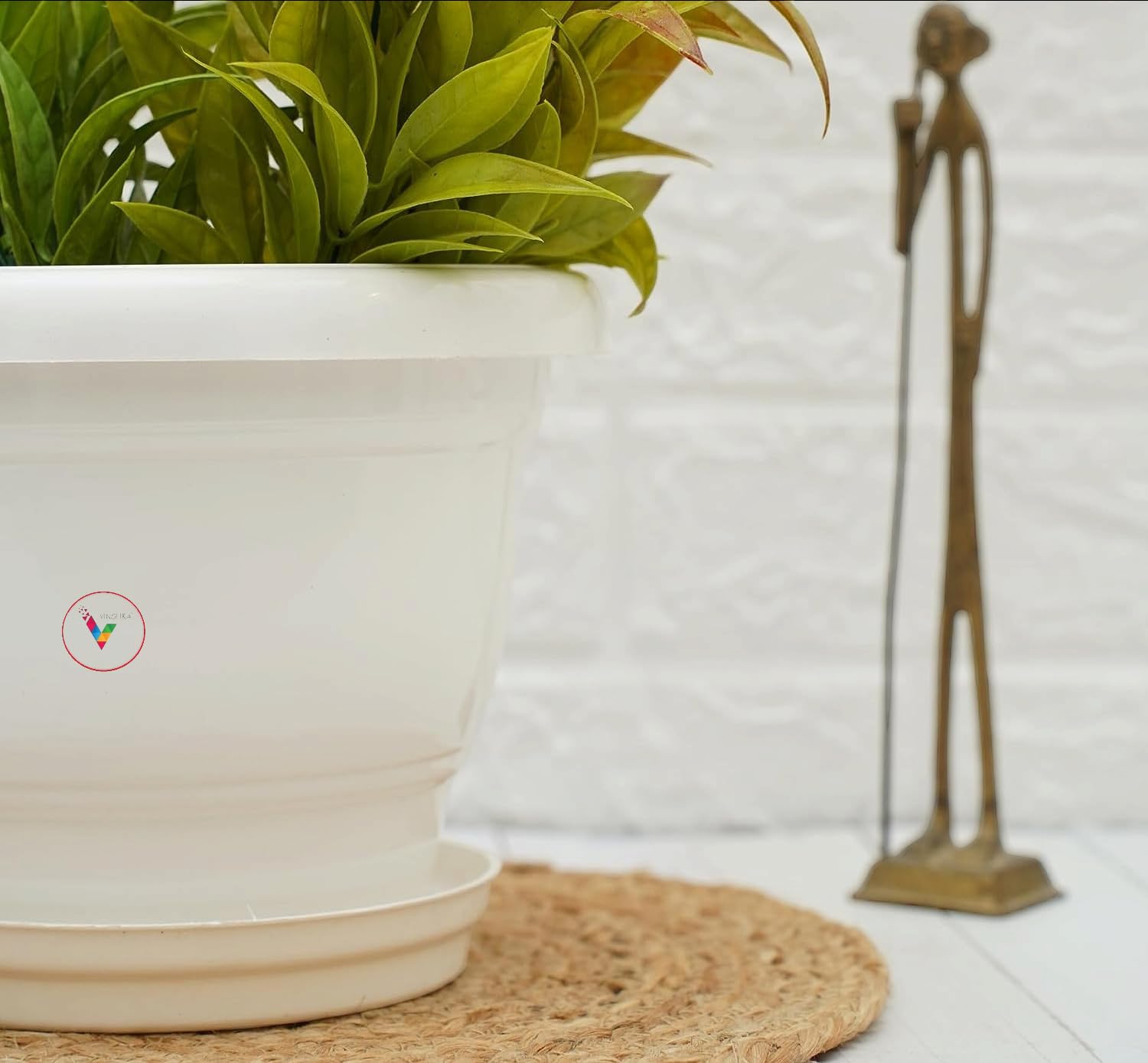 VINSHRA 12 Inch Pots Set of 8 Round White UV Protected with 8 inch Bottom Tray Lightweight Windows Flowers Planters for Home & Balcony Garden Pots for Indoor and Outdoor (B09HXTBHJX) Amazon Price History, Amazon Price Tracker