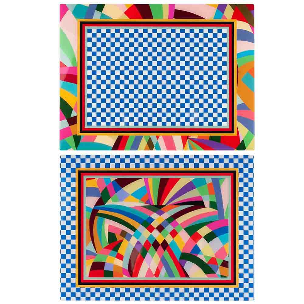 VESTA Set di 2 tovagliette rigide Decor - Grafica stampata Rainbow - 40x30 cm - Cristallo acrilico - Made in Italy