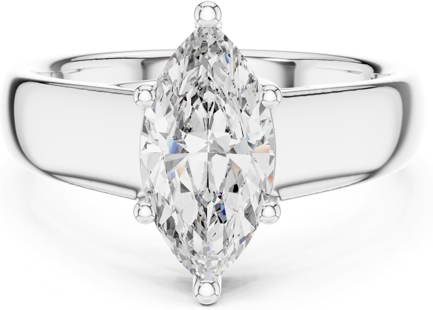 Rose Gold & 925 Sterling Silver Wedding Ring 2-3-4 Carat Lab Grown Diamond Ring Marquise Cut Engagement Ring Six Prong Set Solitaire Diamond Ring Daughter's day Gift F-118