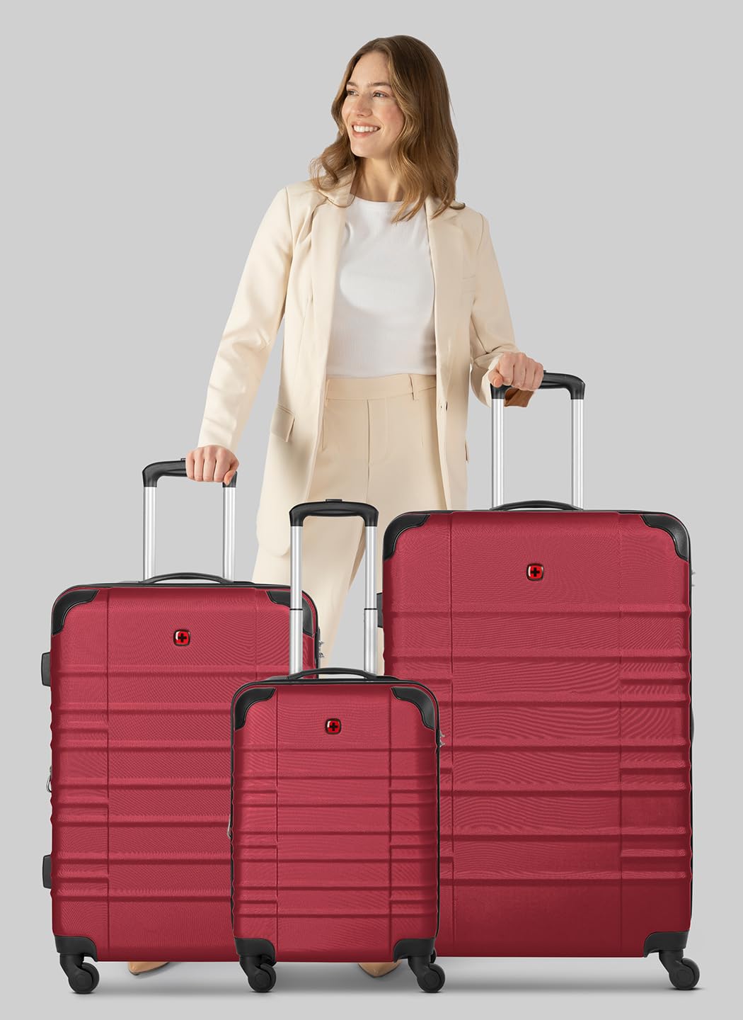 WENGER Koffer-Set 3-teilig für Damen und Herren | Reise-Trolleys 51 x 30 x 75 cm aus hochwertigem, stoßfestem ABS Material | Erweiterbar & Teleskopgriff| Amplar Evo Serie