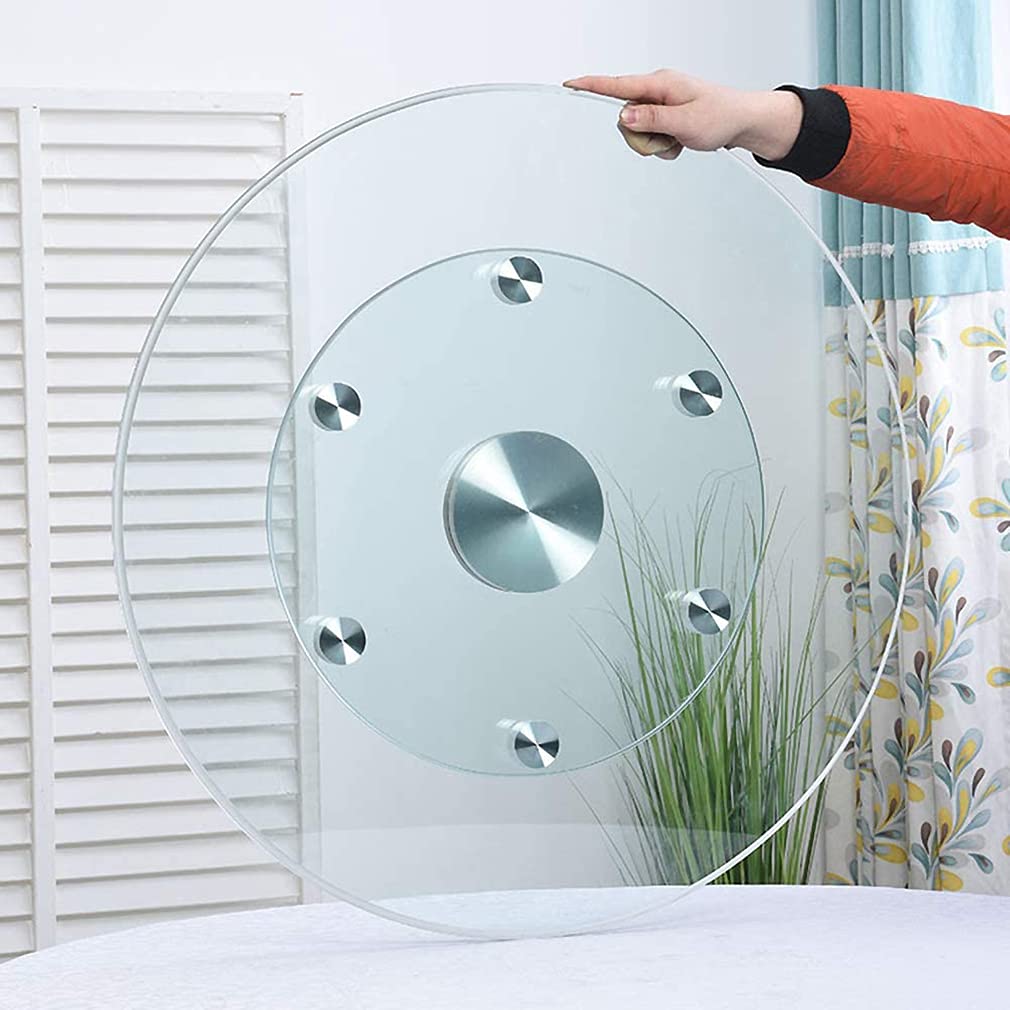 CHEWYNP Vassoio Girevole per Tavolo da Pranzo Girevole Trasparente in Vetro temperato per Cucina, dispensa, Piatto da Portata Liscio per armadietto