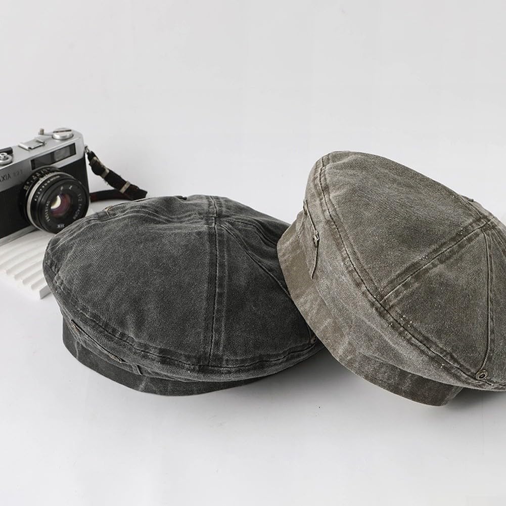 para boina de Algodón Lavado para estilo Japonés Vintage para Mujer